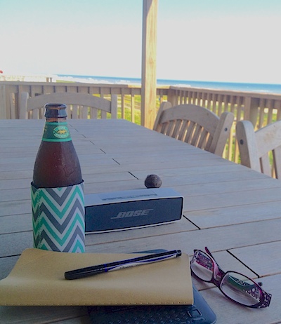 writing at the beach